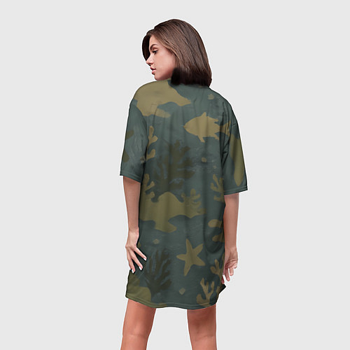 Женская длинная футболка ВМФ старые буквы / 3D-принт – фото 4