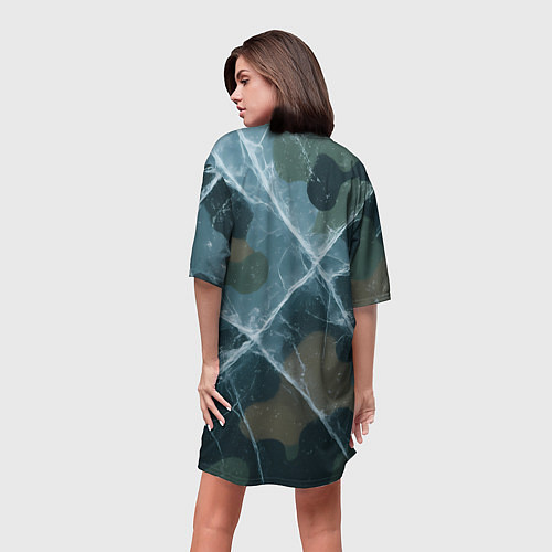 Женская длинная футболка ВМФ злой волк / 3D-принт – фото 4