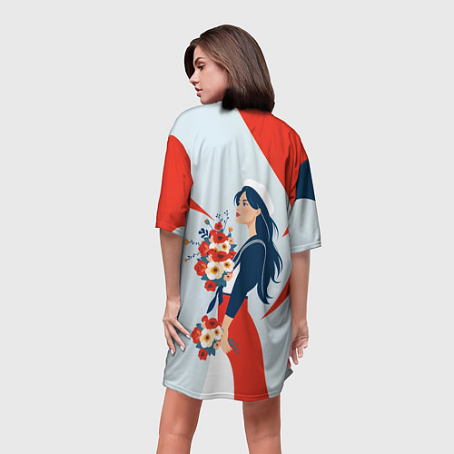 Женская длинная футболка Морячка встречает своего / 3D-принт – фото 4