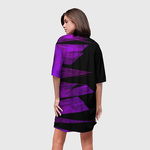 Женская длинная футболка Color purple black stripes / 3D-принт – фото 4