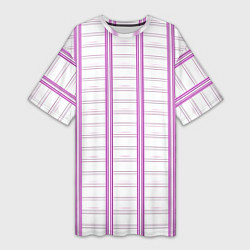 Футболка женская длинная Color white cage pink line, цвет: 3D-принт