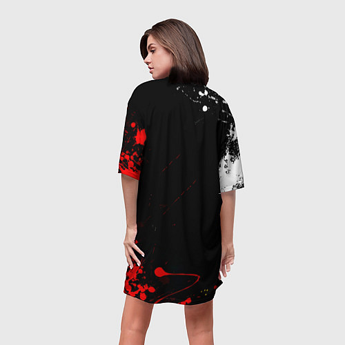 Женская длинная футболка Doom краски всплеск / 3D-принт – фото 4