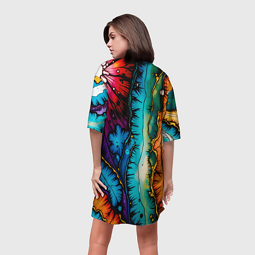 Женская длинная футболка Разноцветный узор / 3D-принт – фото 4