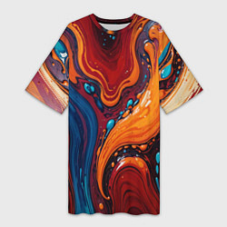 Футболка женская длинная Пламя и синева, цвет: 3D-принт