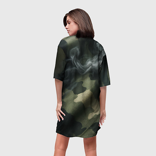 Женская длинная футболка Камуфляжная ткань с дымом / 3D-принт – фото 4