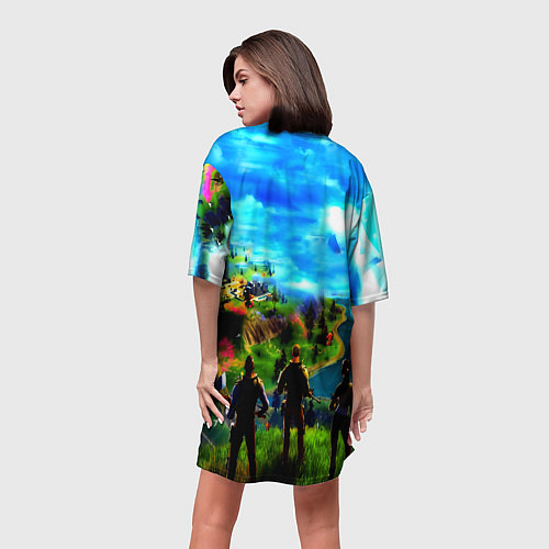 Женская длинная футболка Fortnite x doom logo / 3D-принт – фото 4