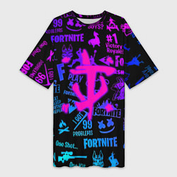 Женская длинная футболка Fortnite x doom neon logo