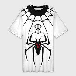 Футболка женская длинная Паук на белом - the web of Fate, цвет: 3D-принт
