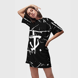 Футболка женская длинная Doom logo штрихи, цвет: 3D-принт — фото 2