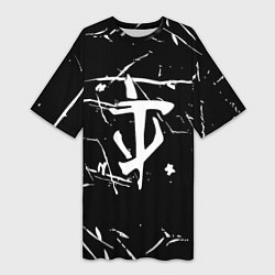 Футболка женская длинная Doom logo штрихи, цвет: 3D-принт