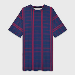 Футболка женская длинная Color blue cage pink stripes, цвет: 3D-принт