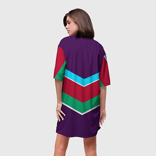 Женская длинная футболка Фиолетовый с полосами / 3D-принт – фото 4