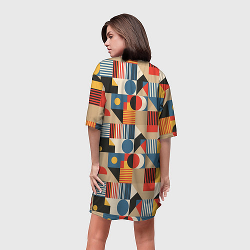 Женская длинная футболка Ритмы Баухауса / 3D-принт – фото 4