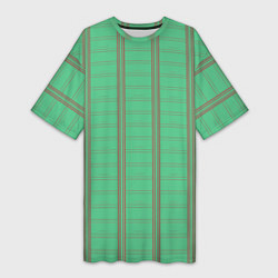Женская длинная футболка Color green cage brown stripes