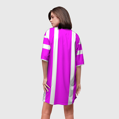 Женская длинная футболка Color white pink stripes / 3D-принт – фото 4
