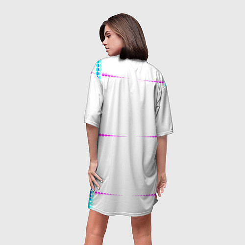Женская длинная футболка Color white blue pink stripes / 3D-принт – фото 4