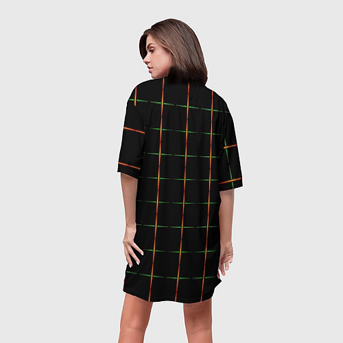 Женская длинная футболка Color black orange green crosses / 3D-принт – фото 4