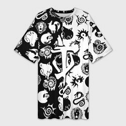 Футболка женская длинная Doom anime black pattern, цвет: 3D-принт
