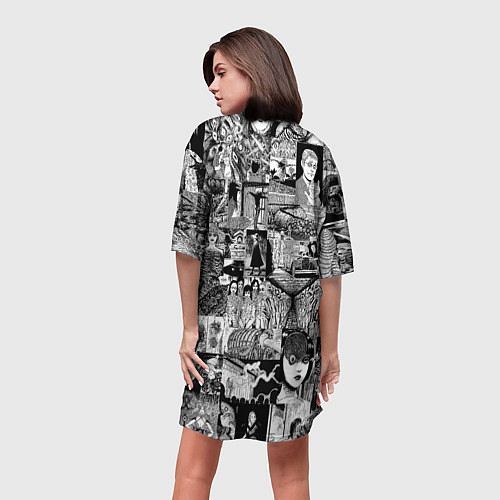 Женская длинная футболка Horror World of Junji Ito / 3D-принт – фото 4