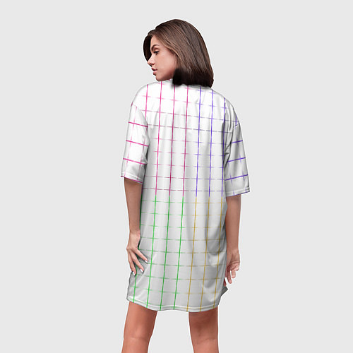 Женская длинная футболка Color white multicolored stripes / 3D-принт – фото 4