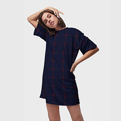 Футболка женская длинная Color dark blue red crosses, цвет: 3D-принт — фото 2