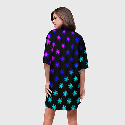 Женская длинная футболка Doom winter neon / 3D-принт – фото 4