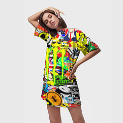 Футболка женская длинная Monster energy бренды, цвет: 3D-принт — фото 2