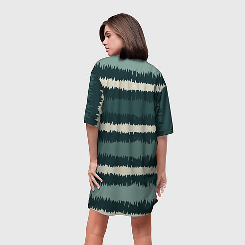Женская длинная футболка Полосы зигзагообразные зеленые / 3D-принт – фото 4