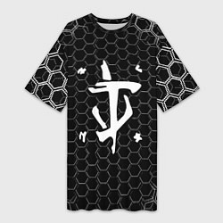 Футболка женская длинная Doom соты текстура, цвет: 3D-принт