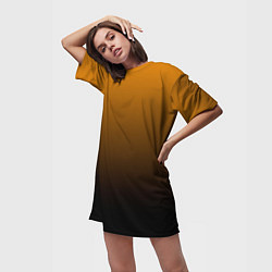 Футболка женская длинная Orange gradient, цвет: 3D-принт — фото 2