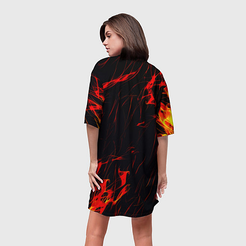 Женская длинная футболка Doom огненные искры / 3D-принт – фото 4
