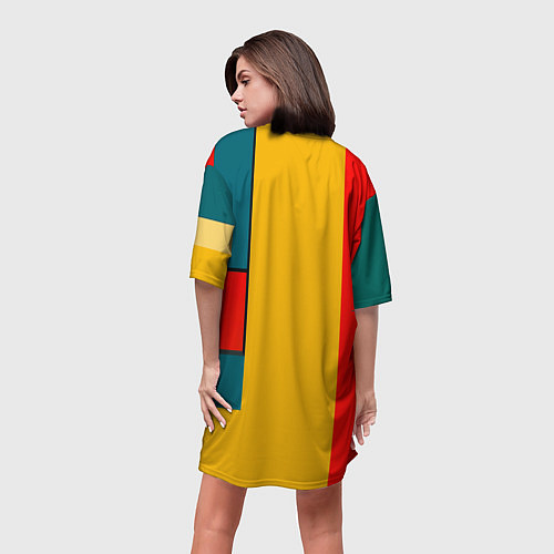 Женская длинная футболка Неандерталец поп-арт / 3D-принт – фото 4