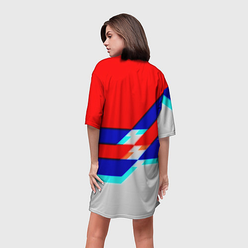Женская длинная футболка Doom geometry cyber sport / 3D-принт – фото 4