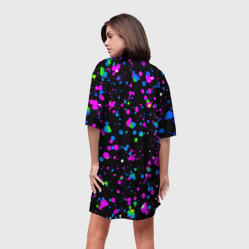 Женская длинная футболка Doom цветные краски / 3D-принт – фото 4