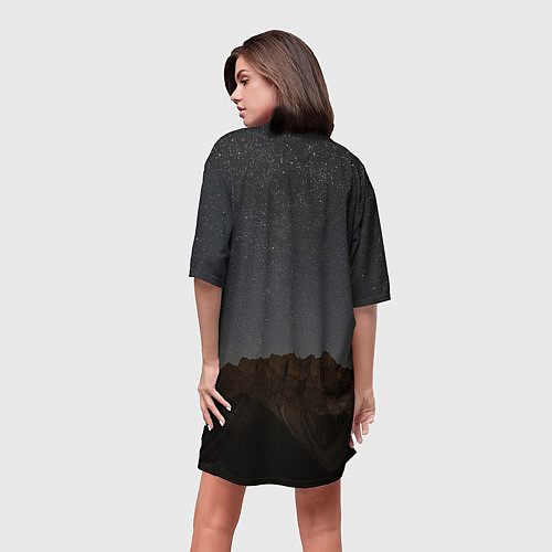 Женская длинная футболка Массив Метеген под звездами / 3D-принт – фото 4
