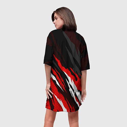 Женская длинная футболка Umbrella - красное пламя / 3D-принт – фото 4
