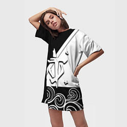 Футболка женская длинная Doom стильная геометрия, цвет: 3D-принт — фото 2