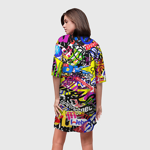 Женская длинная футболка Monster energy бренды стикеры / 3D-принт – фото 4