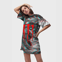 Футболка женская длинная Monster energy glitch, цвет: 3D-принт — фото 2