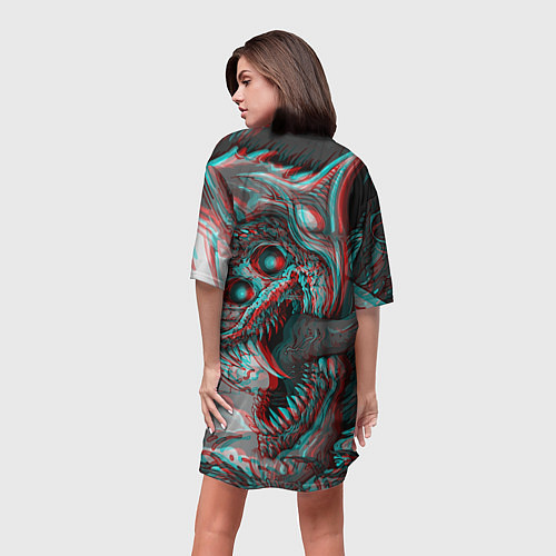 Женская длинная футболка Monster energy glitch / 3D-принт – фото 4