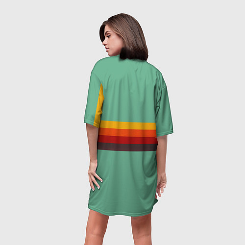 Женская длинная футболка Ретро автобус ЗИЛ 158ВРА1 поп-арт / 3D-принт – фото 4