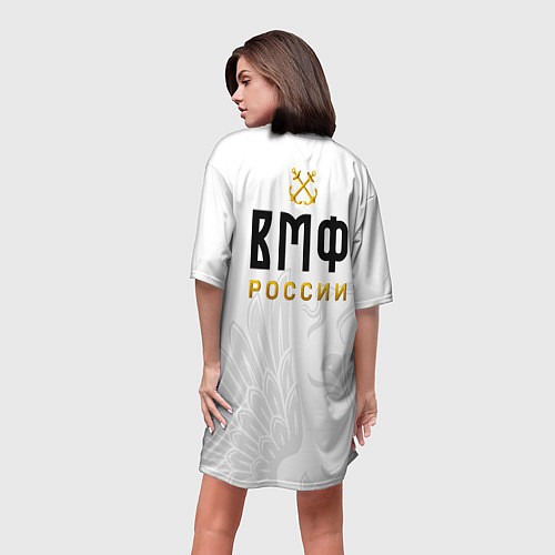 Женская длинная футболка ВМФ России с эмблемой войск / 3D-принт – фото 4