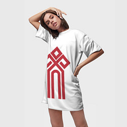 Футболка женская длинная Чур - Славянская Русь, цвет: 3D-принт — фото 2