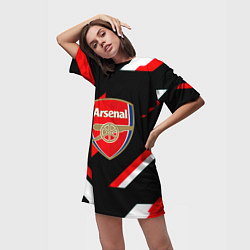 Футболка женская длинная Arsenal geometry steel, цвет: 3D-принт — фото 2