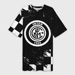 Футболка женская длинная Inter клетка краски, цвет: 3D-принт