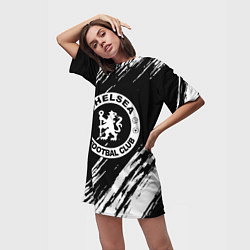 Футболка женская длинная Chelsea краски текстура, цвет: 3D-принт — фото 2