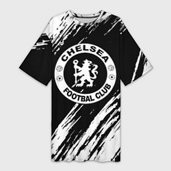 Футболка женская длинная Chelsea краски текстура, цвет: 3D-принт