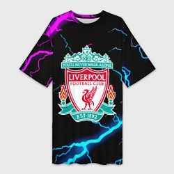 Футболка женская длинная Liverpool neon storm, цвет: 3D-принт