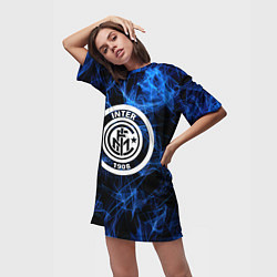 Футболка женская длинная Inter smoke neon, цвет: 3D-принт — фото 2
