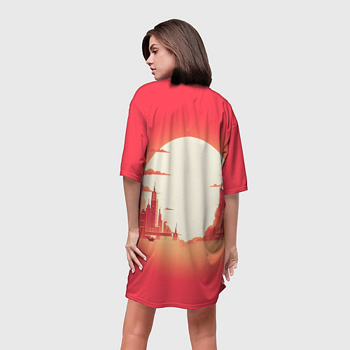 Женская длинная футболка Робот-сгибальщик Бендер супермен - коллаба / 3D-принт – фото 4